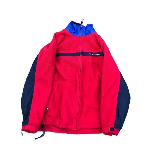 TOMMY Hilfiger Sherpa Fleece Jacket XL Red/Navy Blue - Picture 1 of 10